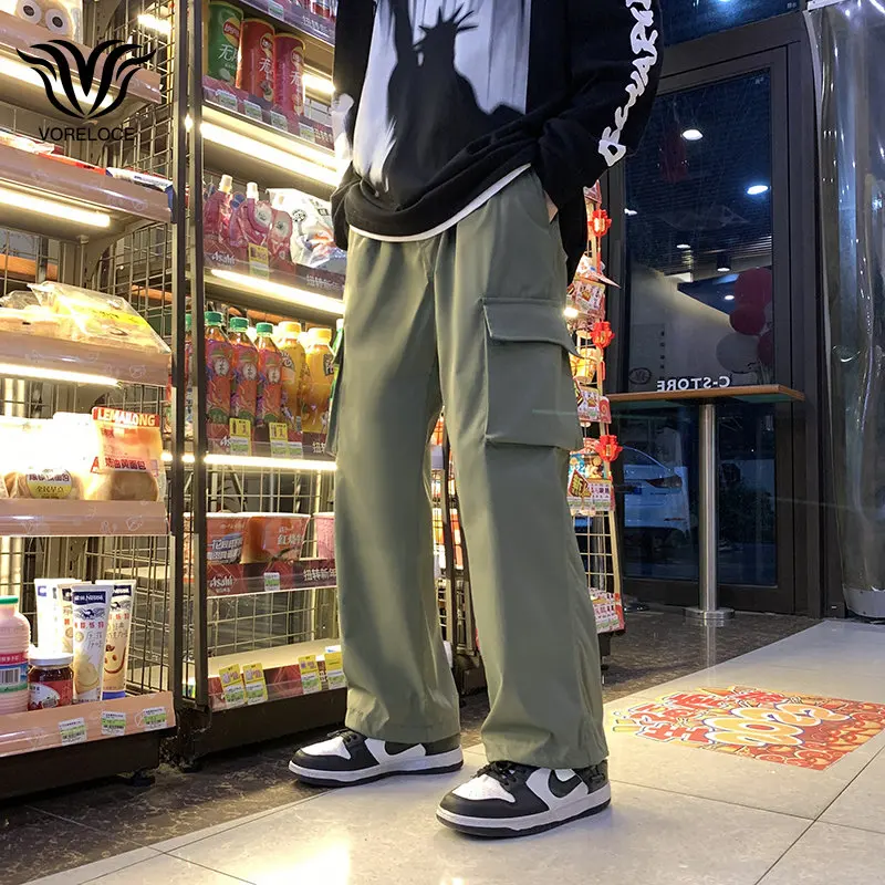 

High Street Retro Casual Large Pocket Army Green Overalls for Men and Women New Spring and Summer Loose Straight Wide-leg Pants