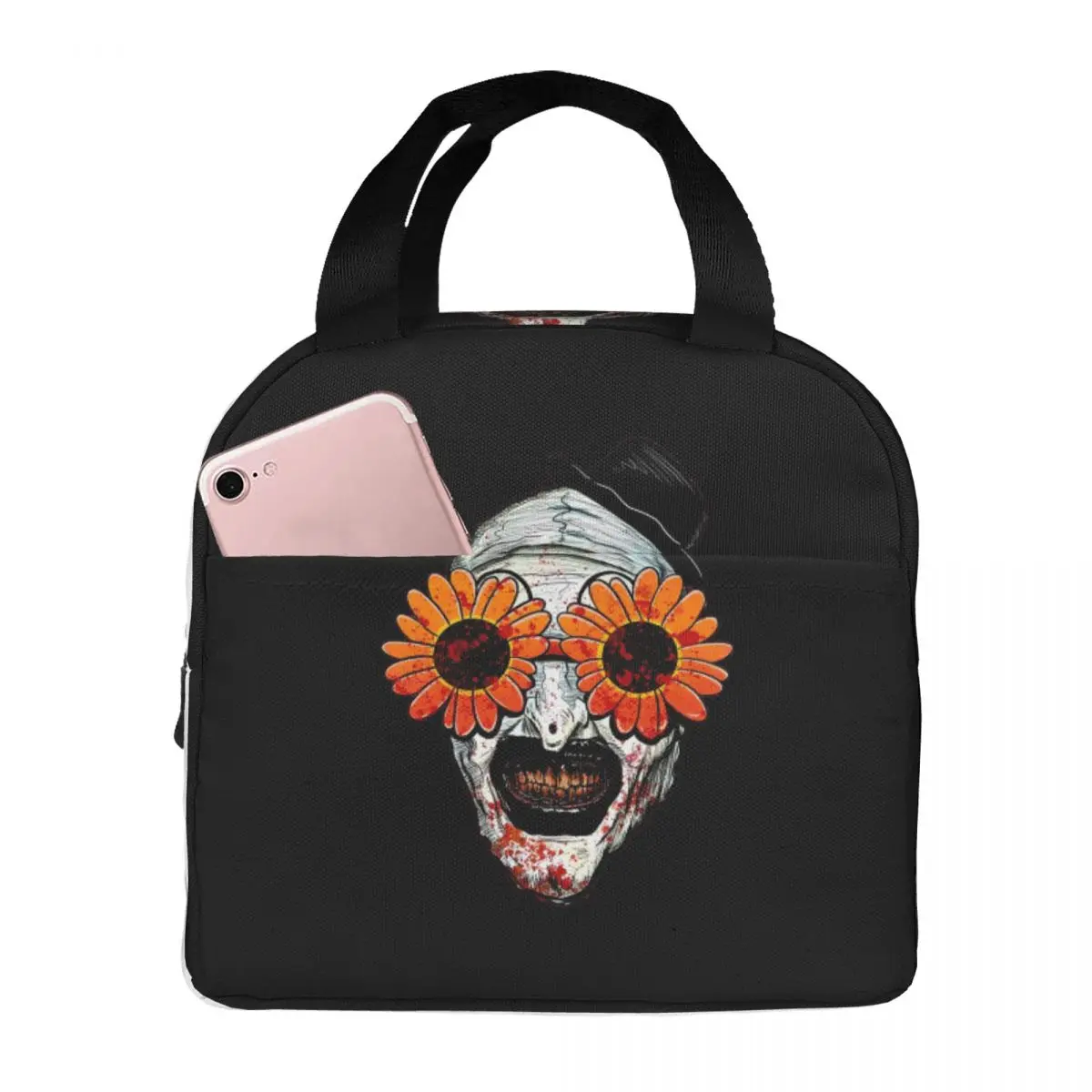 Art The Clown Terrifier Sunflower Sunglasses Lunch Bags Insulated Bento Box Lunch Tote Picnic Bags Thermal Bag for Woman Work