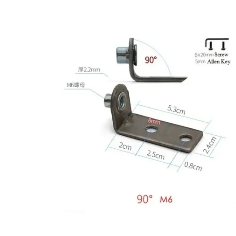 4Pcs 90 98 Degrees L Shaped Transforming Pivot Bracket M6 M8 Threaded Nut Furniture Chair Hardware Fitting