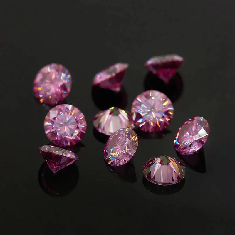 Pink / Sakura Moissanite Loose Gemstones 0.5-5.0Ct Moissanita Lab Diamonds 3EX Round Cut Pass Diamond Tester With GRA Report