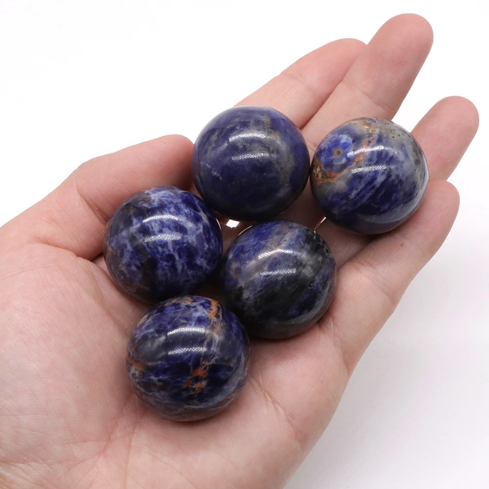 5PC 30MM Ball Shaped Natural Blue Sodalite Crystals Gemstone Home Decor Healing Stones Magic Craft Globe Massaging Gift