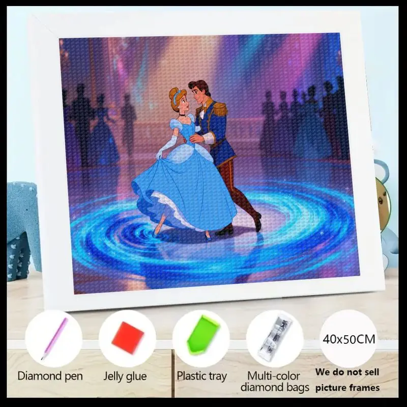 

1 шт. DIY 5D полный дрель комплект алмазной живописи, романтическая Золушка и принц, очаровательная танцевальная сказочная сцена, хрустальные стразы G