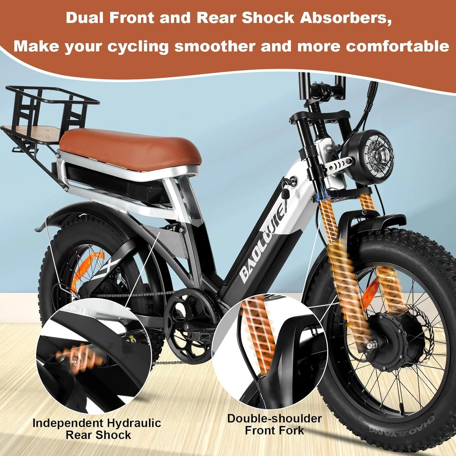 【1 Year Warranty】BAOLUJIE 2033 Adults Electric Bike 2000W Ebike Dual Motor Bicycle 48V30AH E Bike Mountain Moped Ebikes off-road