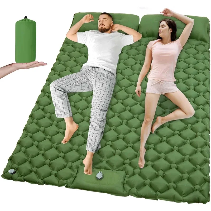 Hot Outdoor Camping Double Air Mattress Ultra-Wide Sleeping Mat Ultra-Light Folding Bed Sleeping Mat Car Travel Mat