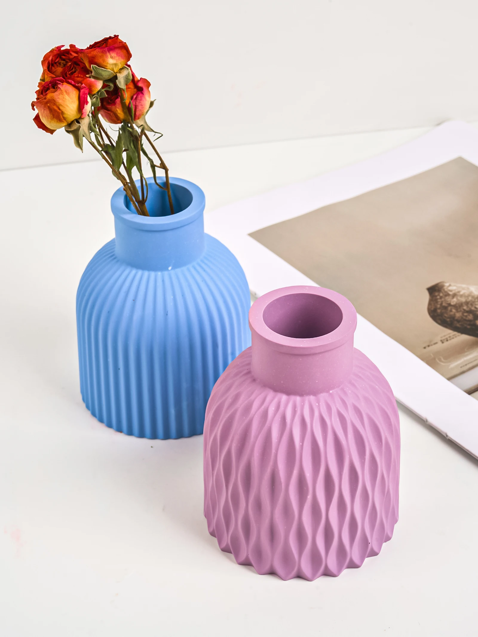 Nordic Modern Concrete Flower Vase Silicone Mold DIY Gypsum Ornament  Flower Pot Crafts Resin Molds Home Living Room Decoration