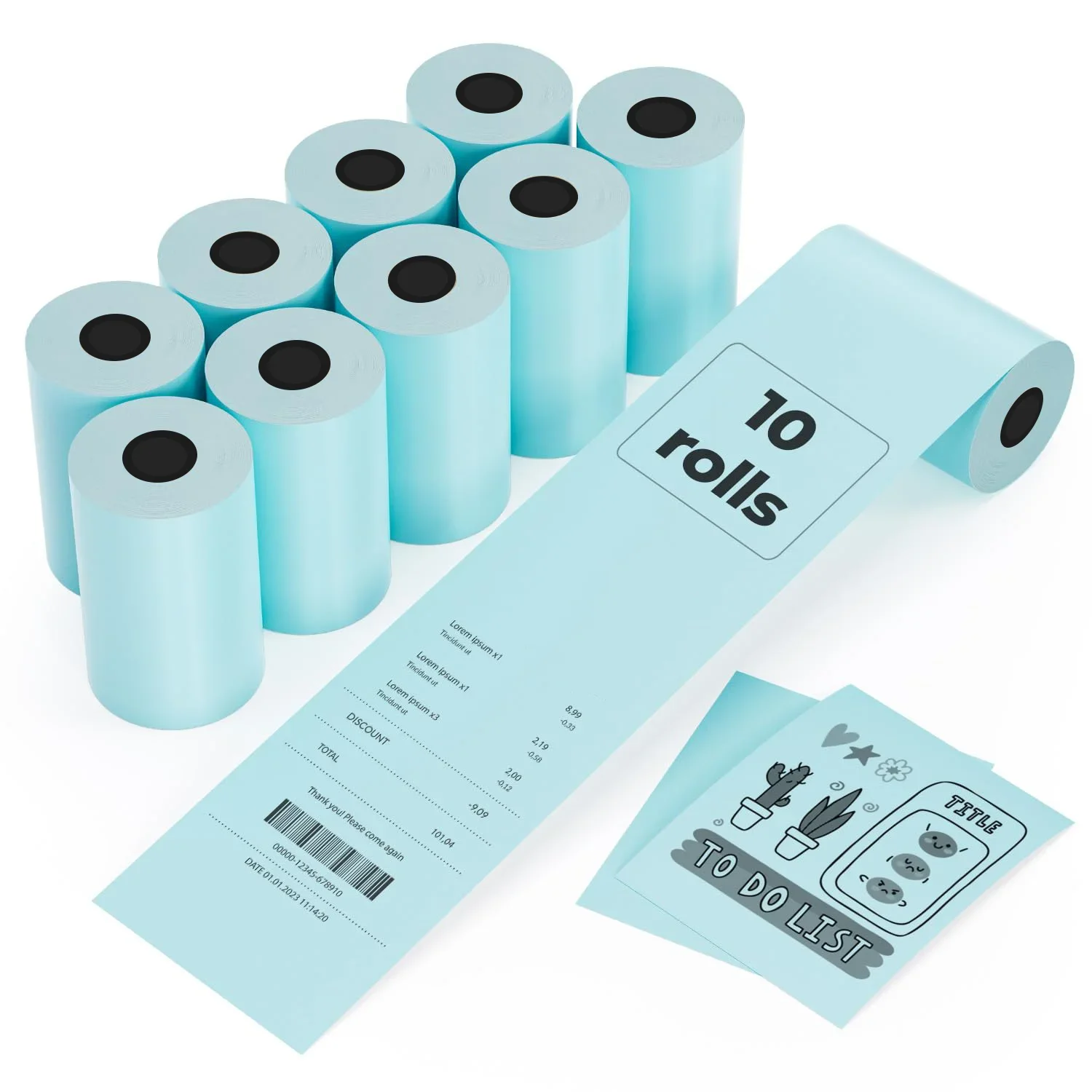 10Rolls Cash Registers Papers 58mm Blue Thermal Papers Compatible With 80mm Receipt Printer Square POS Registers For Supermarket