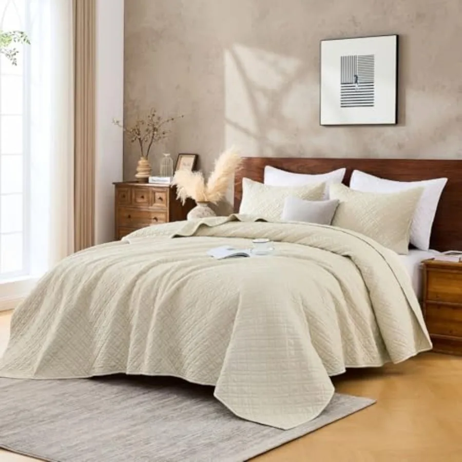 

Комплект стеганых покрывал с наволочками: легкое стеганое покрывало-плед, тонкое одеяло, винтажное стеганое одеяло с эффектом потертости для любого сезона