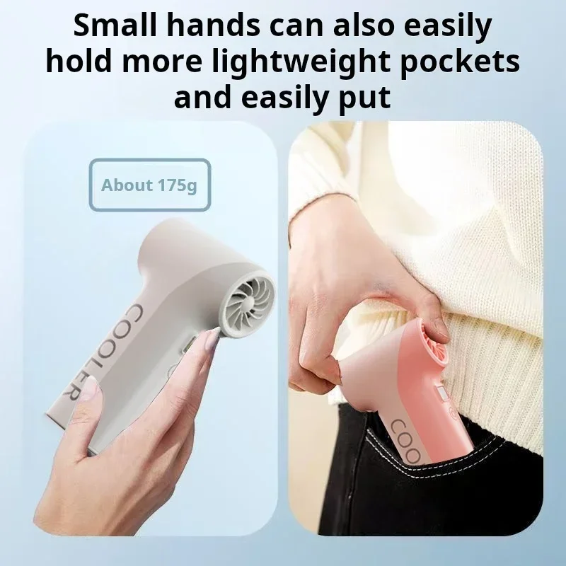 Smart Display Handheld Fan  4000mAh 14.8Hrs  5 Speeds 14m/s CE/FCC  Gradient Color  with LED Light