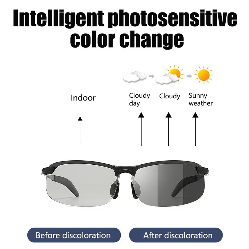 Gafas de sol fotosensibles inteligentes, lentes que cambian de Color para pesca y ciclismo al aire libre