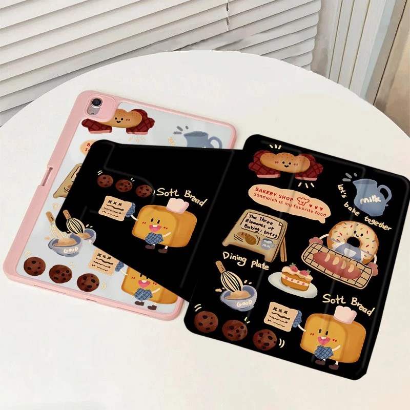 Tablets Rotation Cover for Ipad 10th Generation Case 10.2 7th 8th 9th Gen Ipad 5th 6th 9.7 Ipad Mini6 8.3 Doughnut Bread Shell