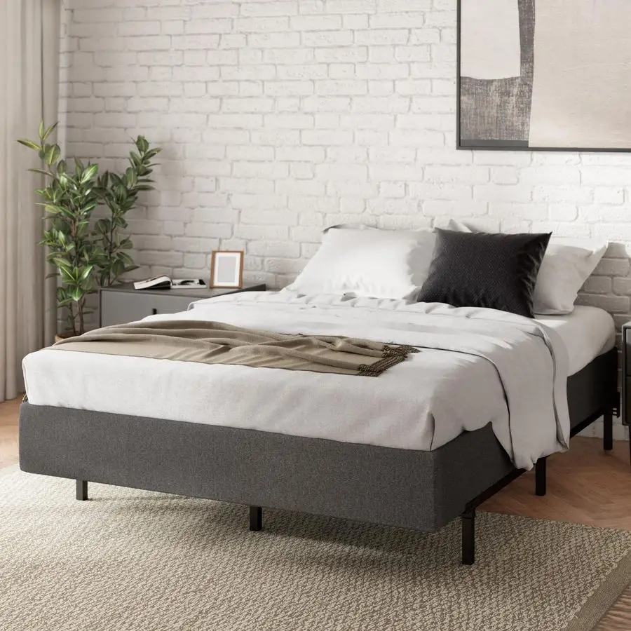 

9 Inch Full Smart Box Spring, Quick Assembly Mattress Foundation, Durable Metal Frame, Grey