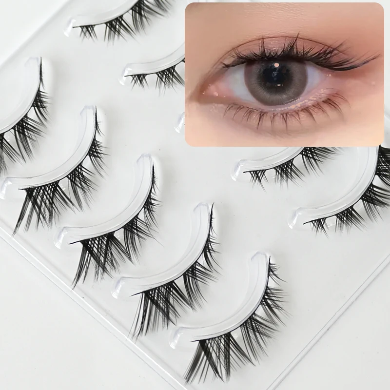 5 Pairs Fox Eye Lashes 5-12mm False Eyelashes Natural Eyelash Extension Cat Eye Eyelashes Anime Effect Makeup Lash