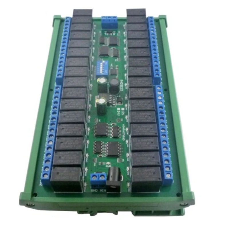 

32Ch Modbus RTU RS485 Relay Switch Board UART Serial Port Module DIN Rail Box PLC Expanding Board, R421C32