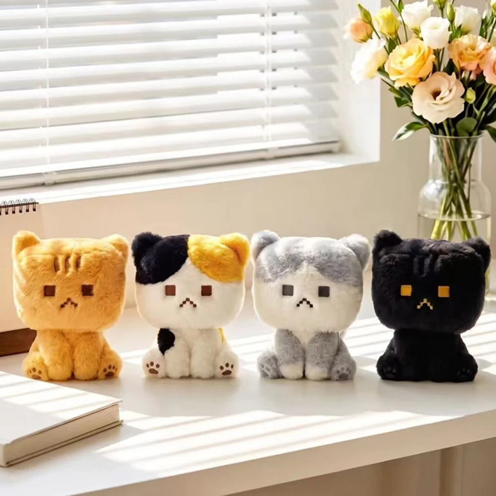 16cm Square Black Cat Siamese Kitten Plush Toys Cartoon Lifelike Kitten Dolls Animal Artificial Touch Doll Girls Birthday Gifts