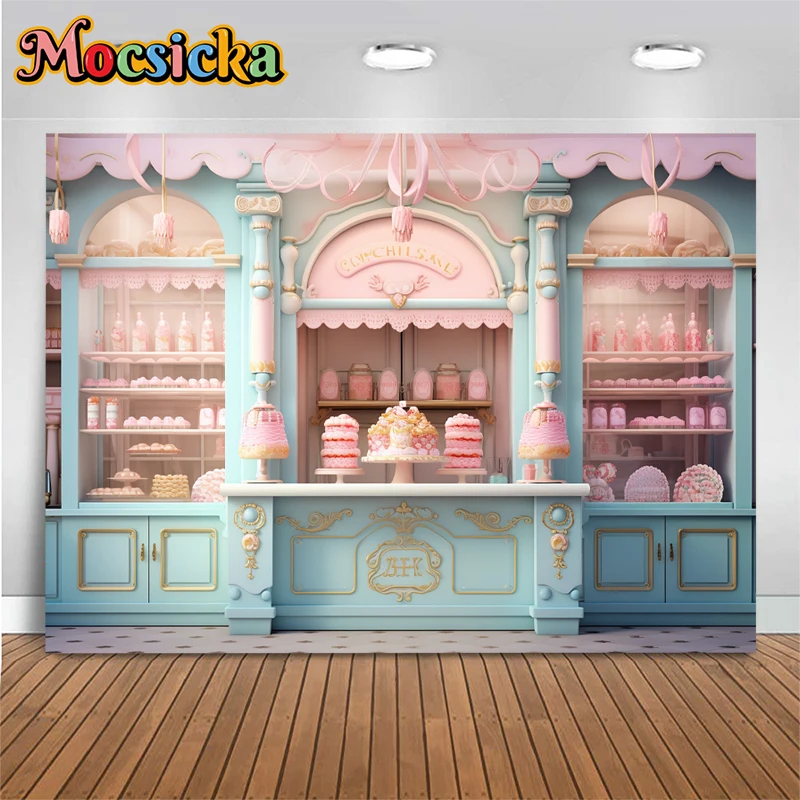 Ice Cream Shop Birthday Background For Photography Baby Shower Girl Pink Cake Crush Sweet Store Backdrop Wallpaper Photo Studio