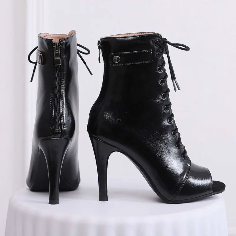 2022 New Black High heels Latin Dance Shoes Women Salas Ballroom Shoes Pearl High Heel 9.5cm Waltz Software Shoes Hot Sale