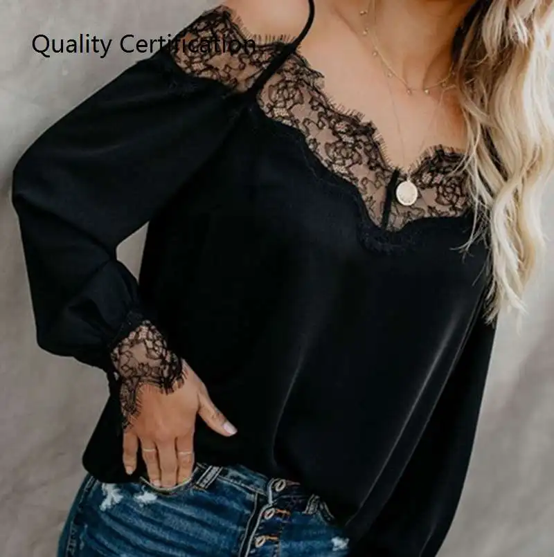 

Street Sle off oulder Blouses Spaghetti Strap Tops Women's Faion Long Sve round Ne Pure Color Polyester Blouses