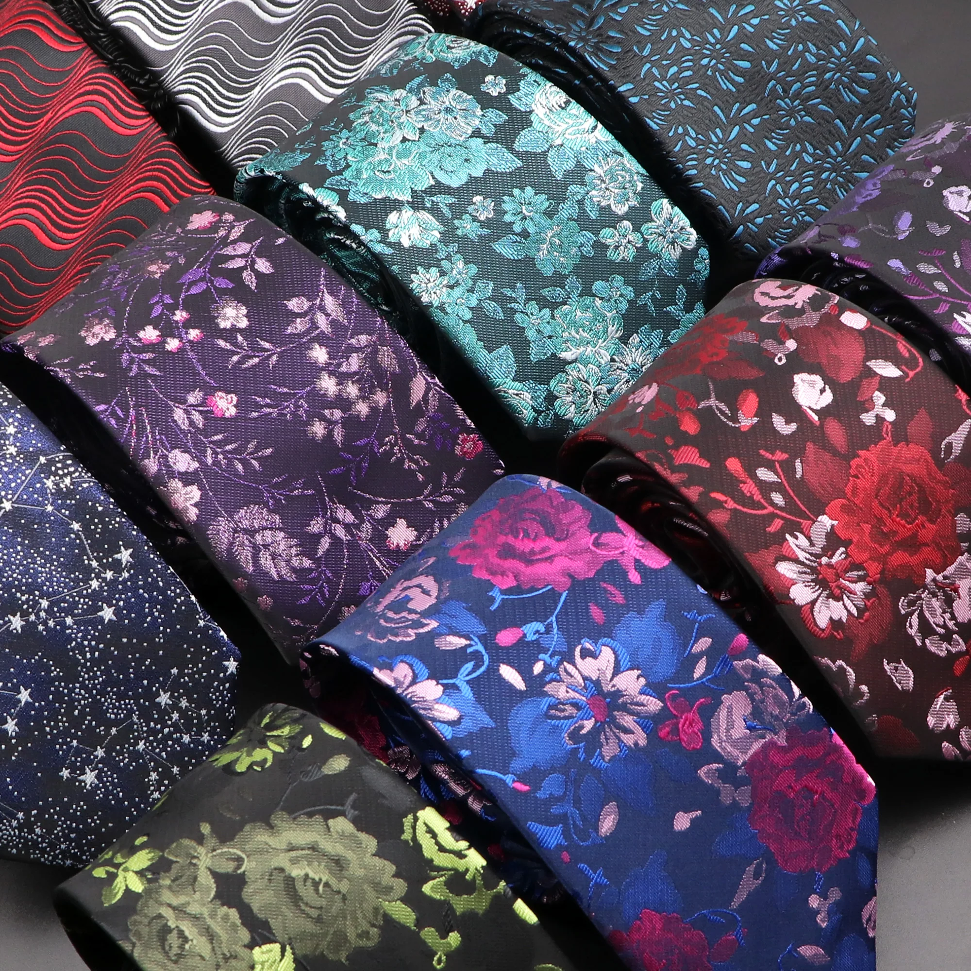 

New Design Wedding Men Tie Wave Floral Fireworks MeteorFlower Neckties Men Business Dropshipping Groom Collar Accessories Gift