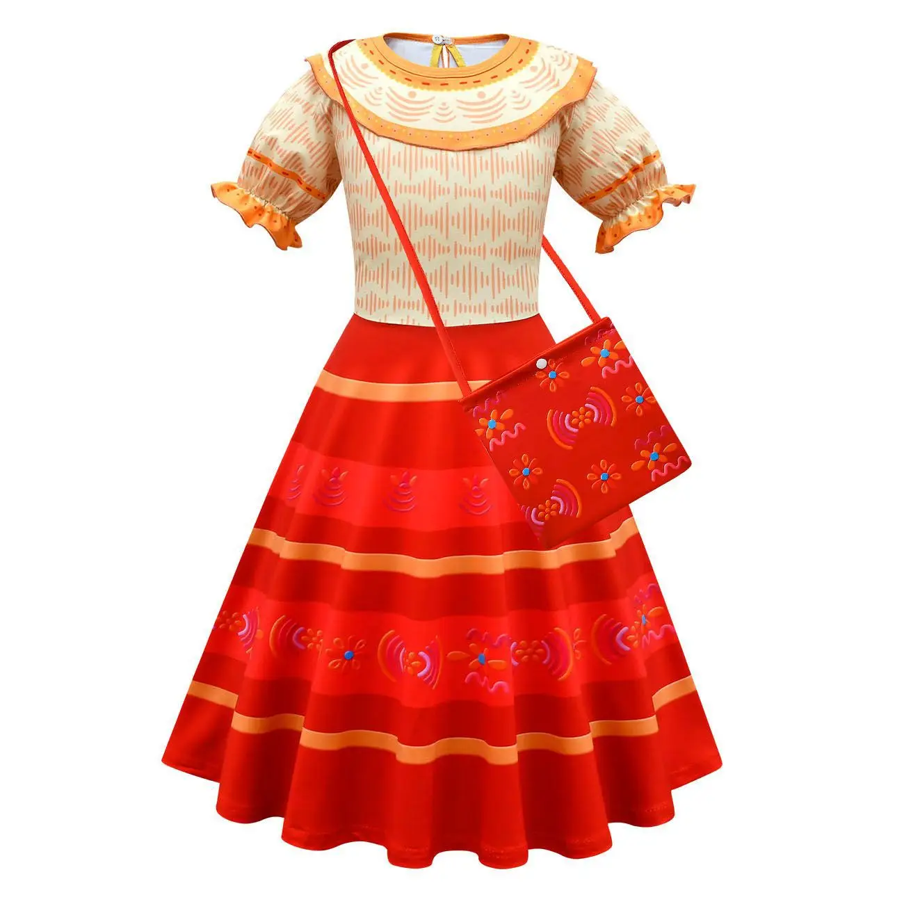 Encanto Dolores Madrigal Kleid Kinder Cosplay Kostüm für Mädchen Kinder Lange Kleid mit Tasche Geburtstag Kleid Kleid Up für Party