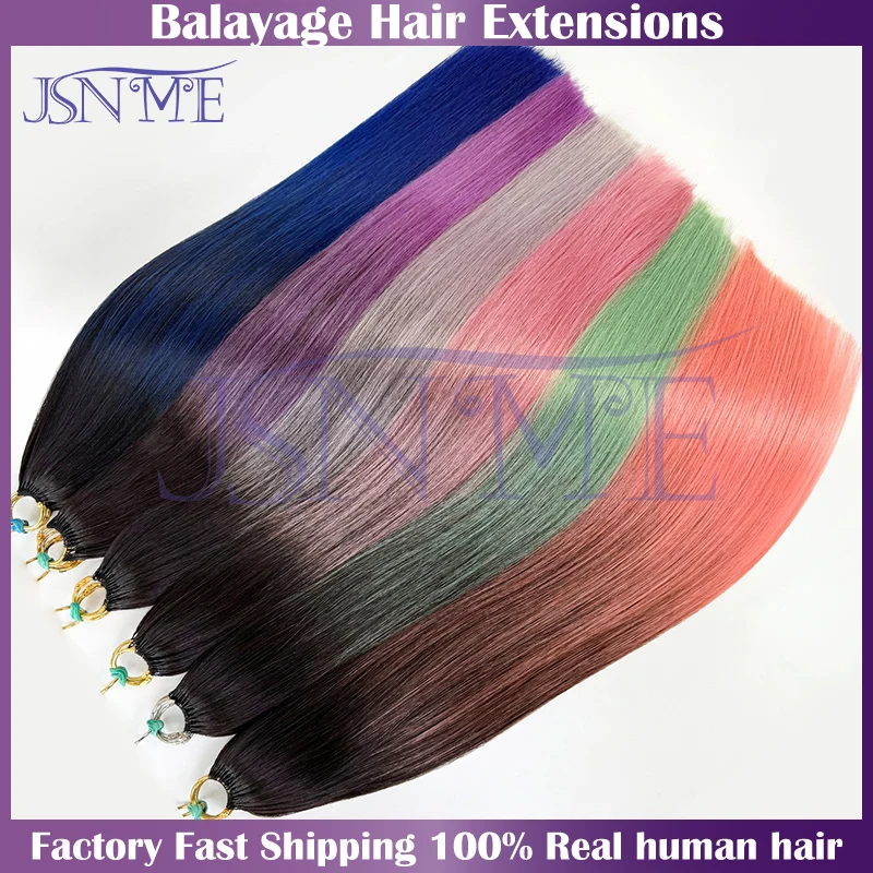 JSNME Color Human Hair Extensions Microloop New Hair Comfort Invisible Color 100% Human Hair Extensions Blue Purple