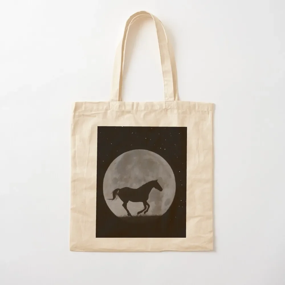 

Lunar Horse Running in Night Sky with Big Full Moon Tote Bag tote men custom