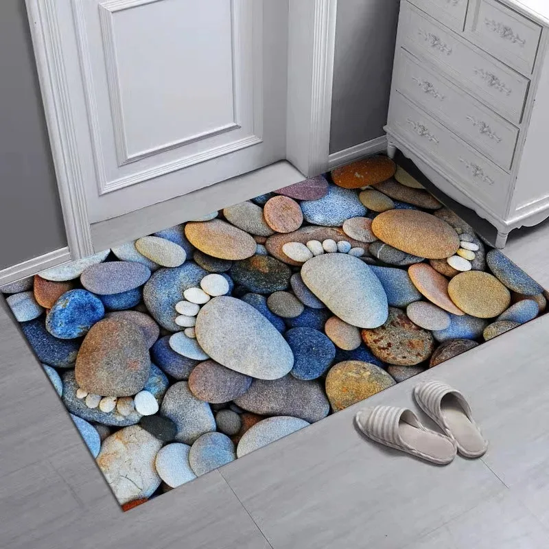 3D-Türmatte mit Kieselsteinmuster und realistischer Textur, langlebiger, leicht zu reinigender Bodenteppich für das Wohnzimmer im Eingangsbereich