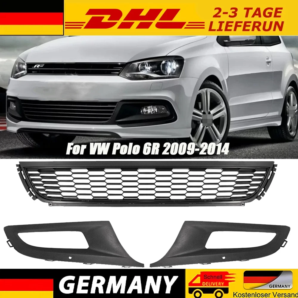 3 قطعة جديد جودة المصد الأمامي للسيارة السفلى مركز مصبغة ترقية مجموعة لشركة فولكس فاجن بولو 6R 2009 - 2014 اكسسوارات السيارات #1