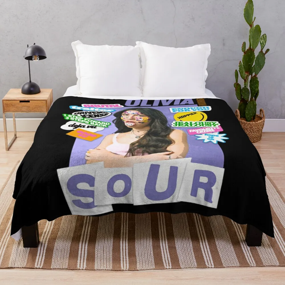 Sour Olivia Art Design Throw Blanket Summer christmas gifts Blankets