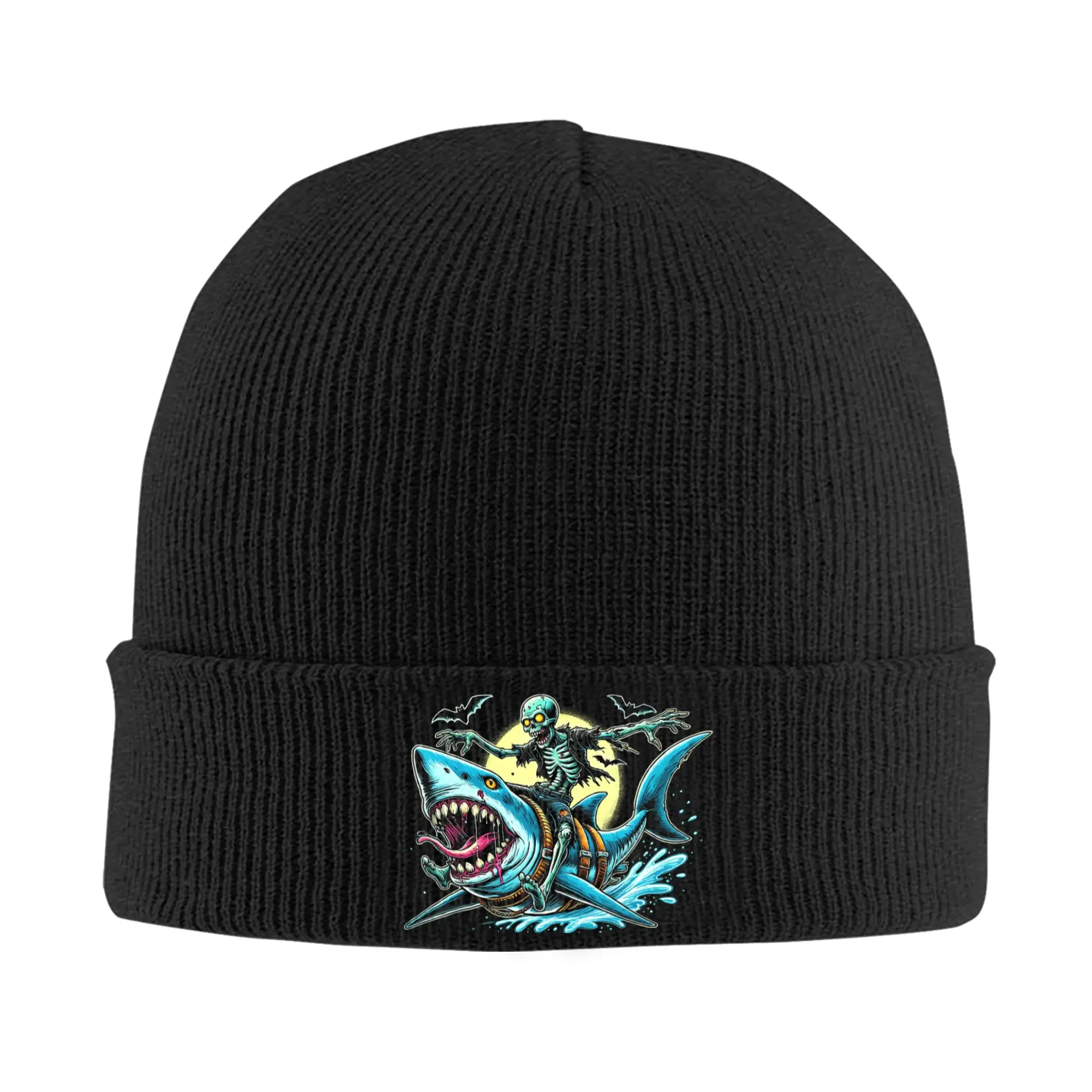Men Women Zombie Shark Halloween Costume Spooky Trick Or Treat Beanie Hats  Vintage Knit Hat Autumn Kpop Caps Soft Bonnet Hats