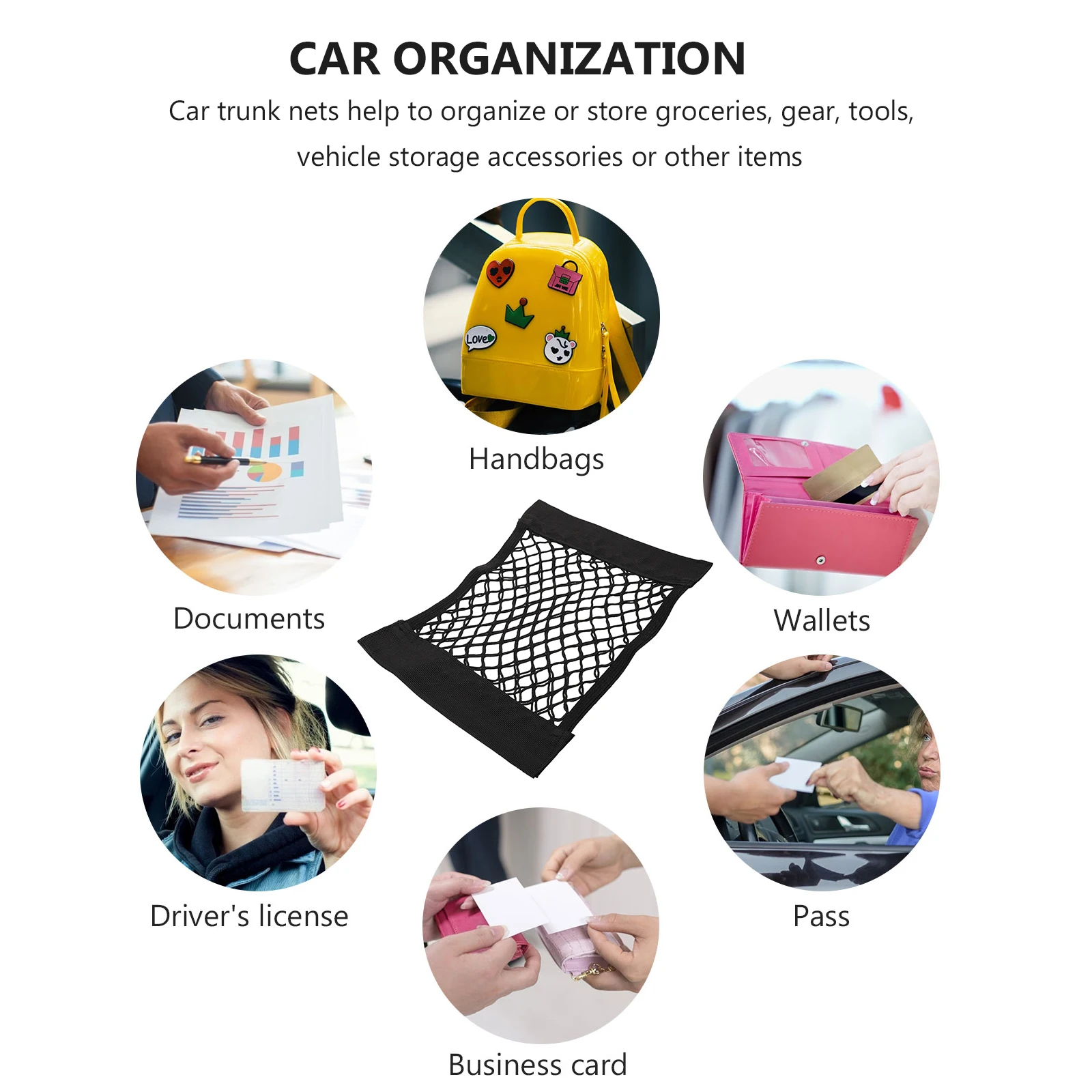 

2pcs Car Trunk Storage Net Organizer Durable Mesh Cargo Holder For Vehicle Easy Install Strong Hold All Items Organizing Tools