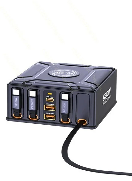 Cross-border new 550w with its own telescopic cable multi-port charger usb-c gallium nitride super fast charging charger