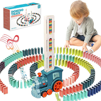 Domino Train Domino Block Set Automatic Lay Block Toy Domino Train Car Set Stacking Game Fun and Colorful Train DIY Toy Gift