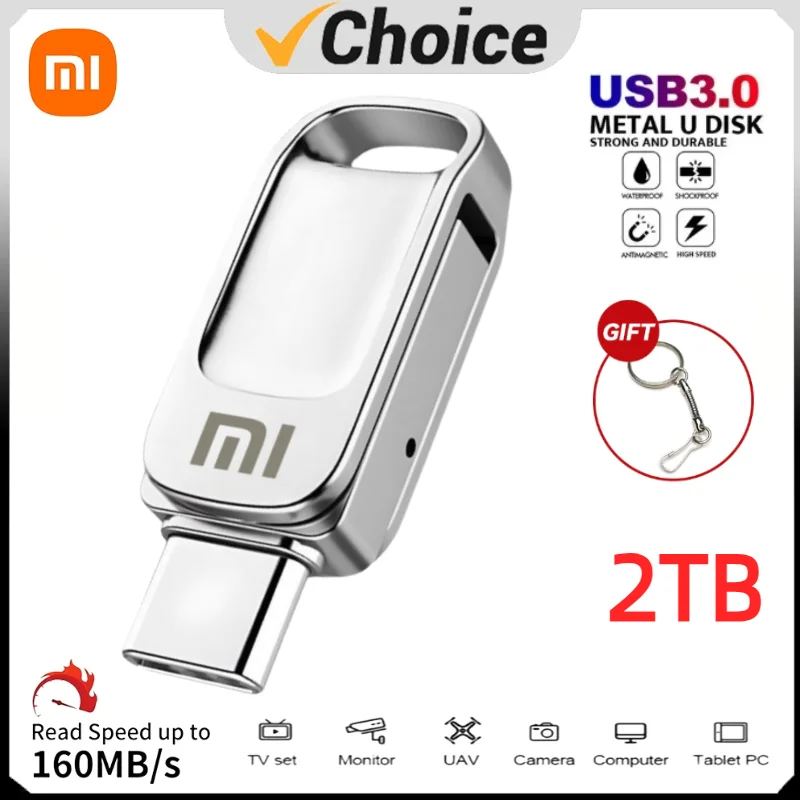 Xiaomi 2 تيرا بايت TYPE-C محرك القلم محركات أقراص فلاش معدنية U القرص 1 تيرا بايت المحمولة USB 3.0 عالية السرعة مقاوم للماء محركات أقراص USB 512 جيجابايت ذاكرة عصا