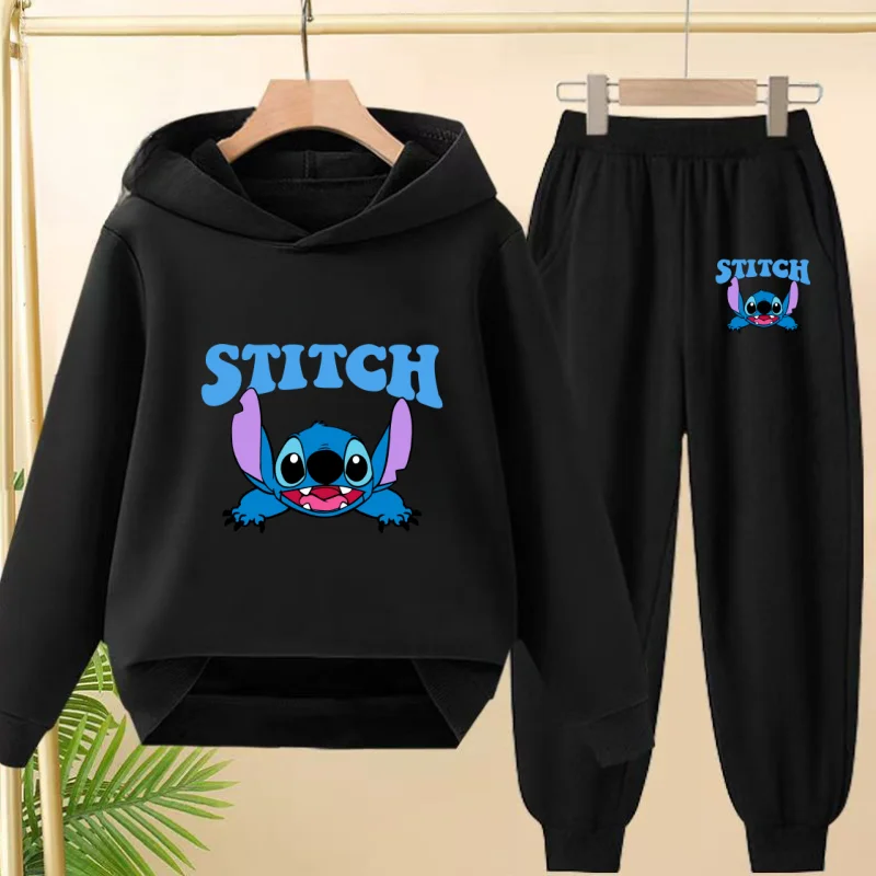 

New Style Set Stitch Printed Winter Children's Casual Sweatshirt Set Kids Sweatpant Girl Boy Pullover+ Trousers 2pcs Hooded Suit