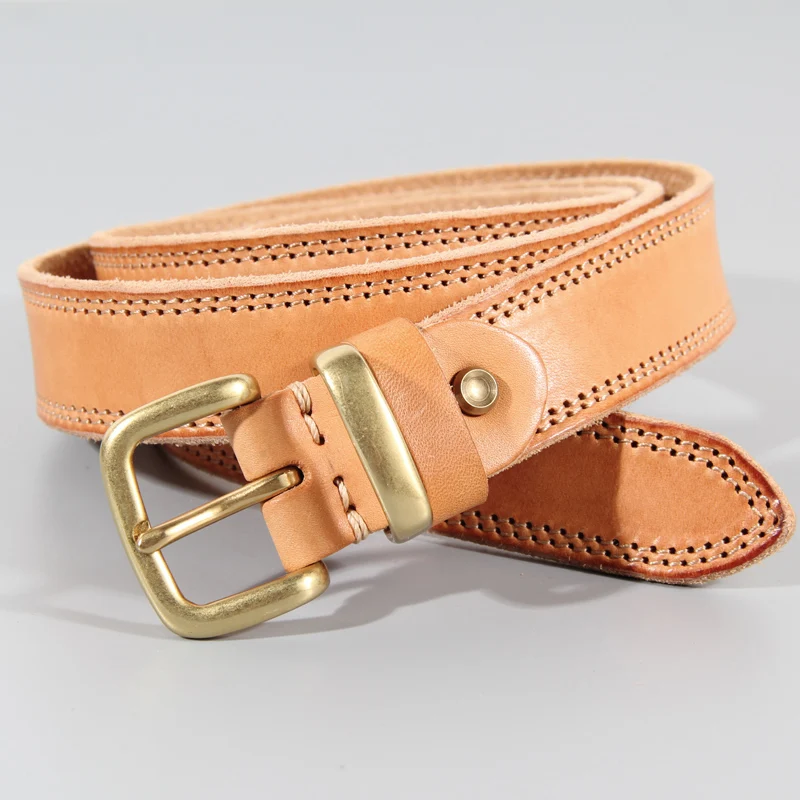 Brass Buckle Ladies Belt Retro Simple All-match Genuine Leather Fashion Trend Jeans Belt Slim Designer Belt Jeans Belt