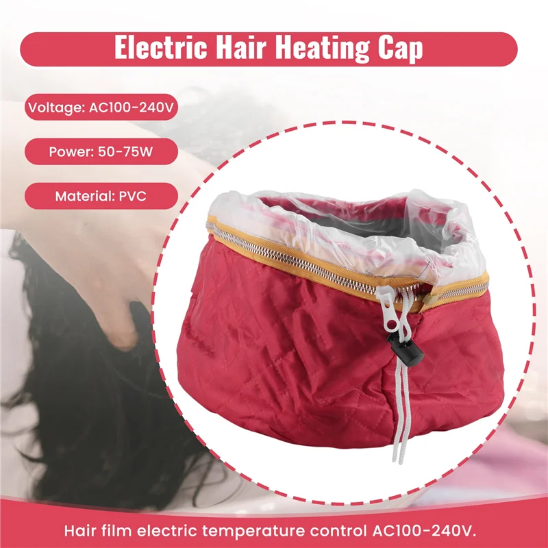BAAN-Masker Rambut Pengontrol Suhu Pemanas Termal AC100-240V Semua Jenis Pengukus Rambut Listrik 50-75W 50-60Hz Topi Steker UE