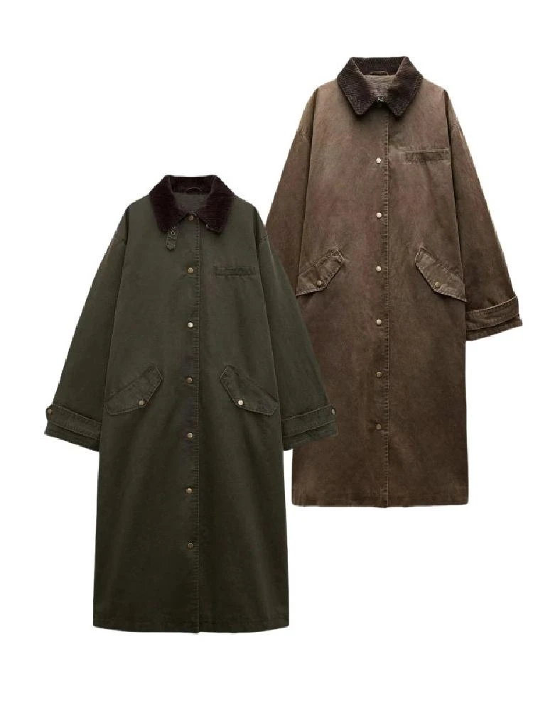 ربيع جديد المرأة معطف جلد طويل الشمع مع سروال قصير طوق بدوره إلى أسفل طوق Sle ملابس خارجية غير رسمية Faionable