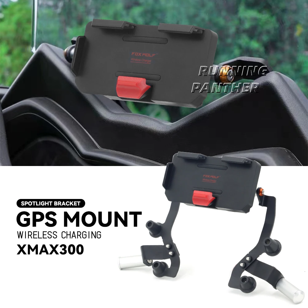 For Yamaha X-MAX Xmax 300 XMAX300 2021 Motorcycle GPS Phone Holder USB Wireless Charger Navigation Spotlight Bracket Mount Stand