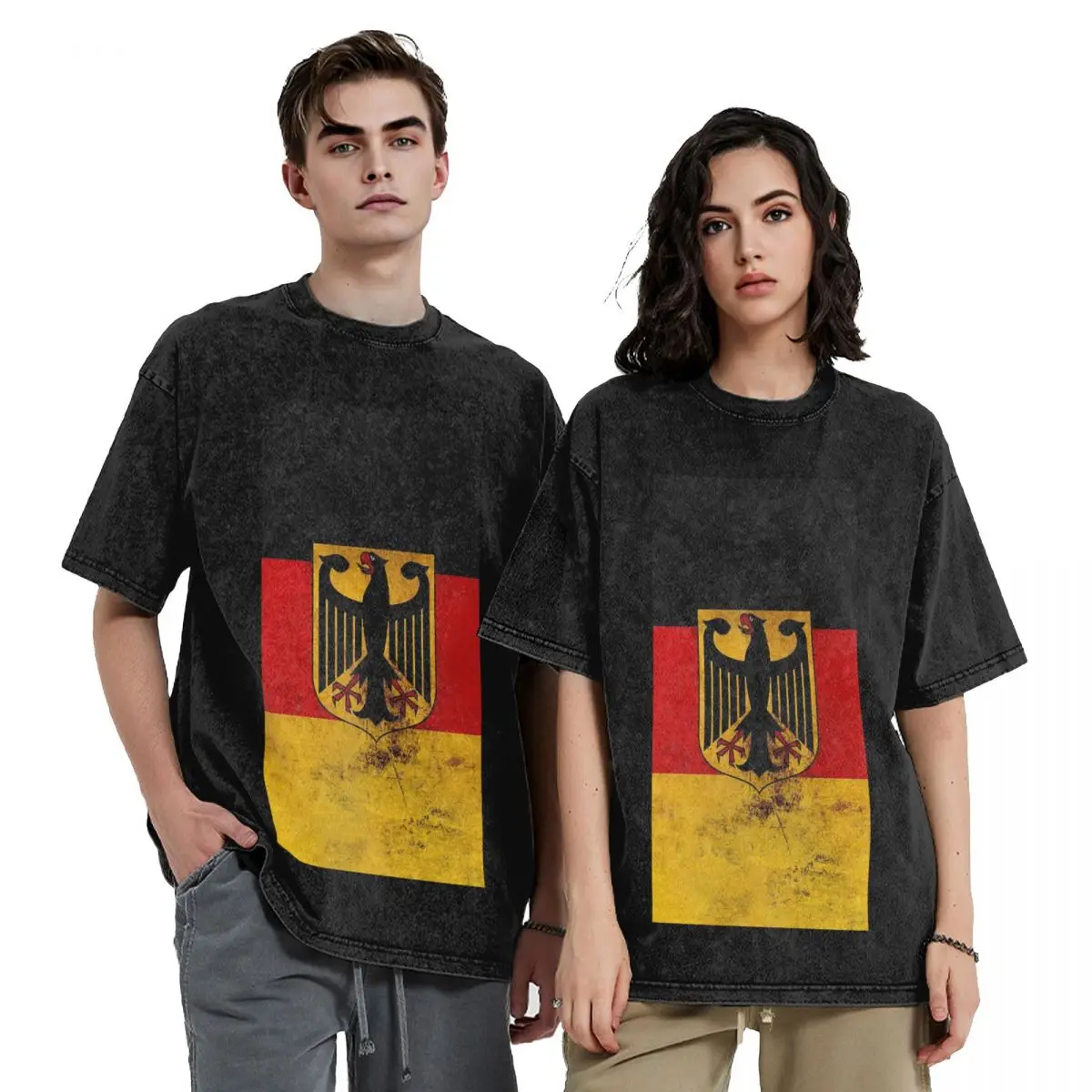 German DK Reich Empire Of Flag Hip Hop Short Sleeve T-Shirts Washed Tops Tees Streetwear T Shirt Vintage for Men woman