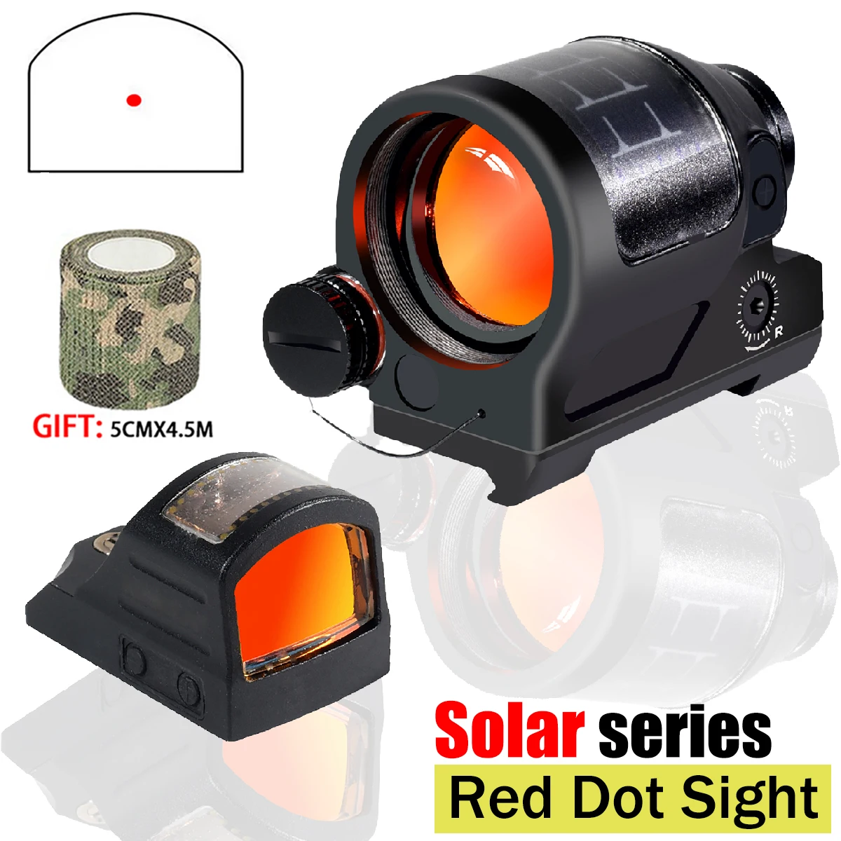 

HS 507C Red Dot Sight Солнечная энергия Red Dot Scope Охотничий рефлекторный прицел Оптический регулируемый тактический коллиматор подходит для рейки 20 мм