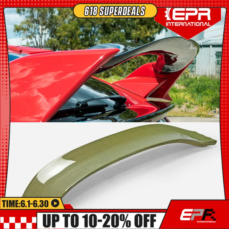 

For Civic FK8 2017+ VRSAR1 Style Yellow Kevlar Carbon Fiber Rear Wing Flap Glass Fiber Wing Blade Lip For Civic Type R FK8 5door