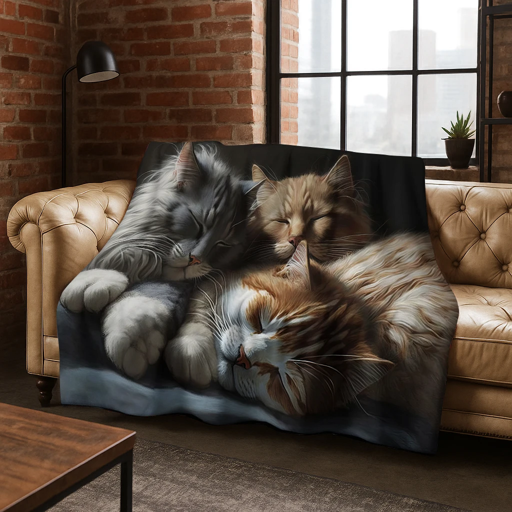 3D Persian Cute Cat Animals Flower Flannel Blanket Soft Warm Blanket for Bedroom Room Living Room Bed Travel Camping Picnic Gift - view 4