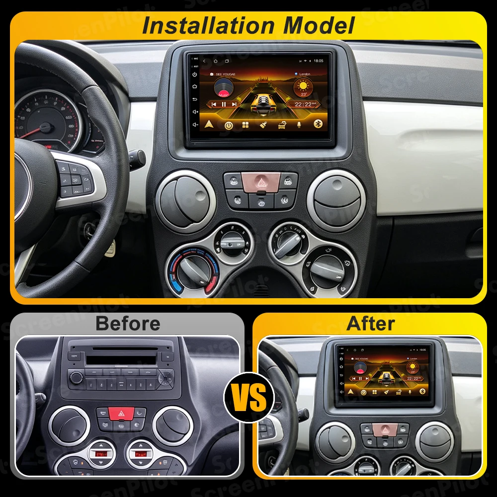 7 inch Android 16 For Fiat Panda 2003 - 2012 Car Radio Stereo Head Unit  Multimedia Video Player GPS Navigation Touch Screen RDS