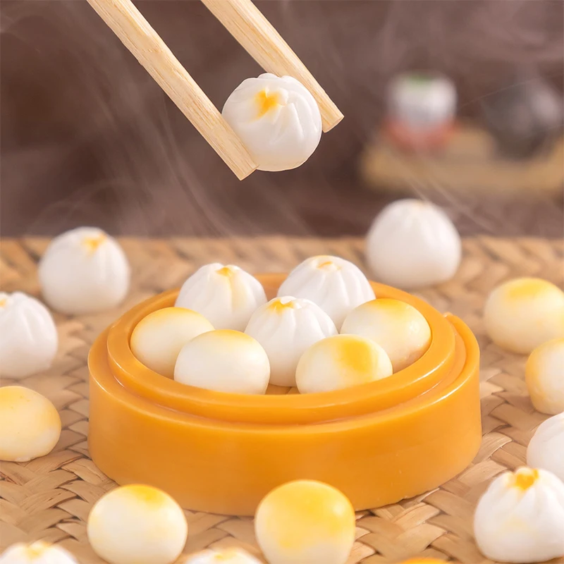 7Pcs Mini Imitation Food Toys Mini Steamer Small Ornaments Chinese Tradition Steamed Food Miniature Landscape Decoration