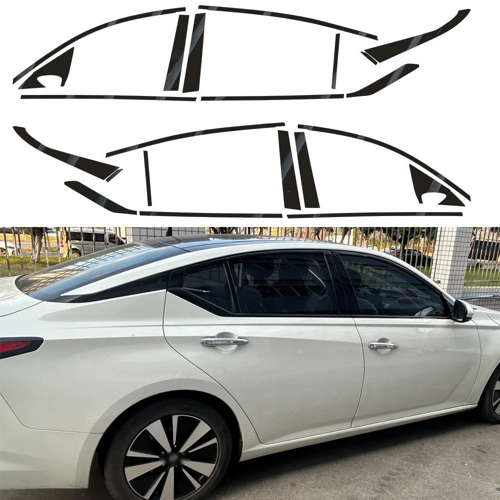 For Nissan Altima 2019-2024 Sedan Window Chrome Delete Blackout ABC Pillars Glossy Black Stickers