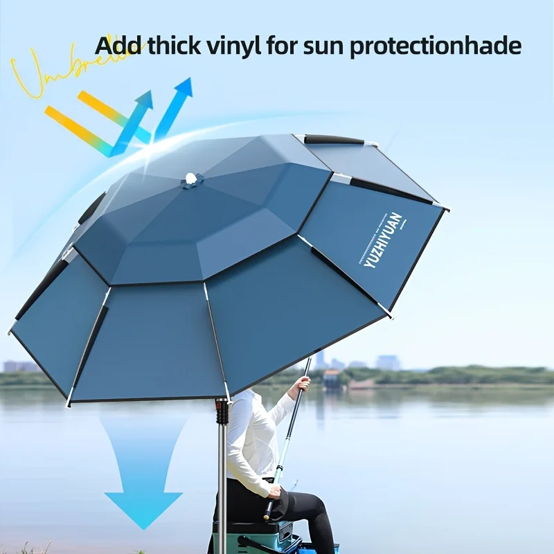2 Coatings Ships Random,Yuzhiyuan Fishing Umbrella,360° Adjust Stainless Shaft,Fold Large Sun Shade for Camp&Fishing&Beach