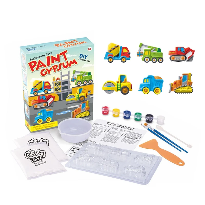 Kids Plaster Painting Kit DIY Paint Your Own Figurines Crafts Arts Toy Set for Boys Girls Birthday Christmas Gift(D)