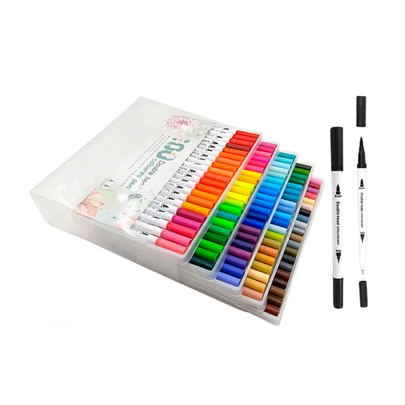 12/24/36/48/60/80 Color Set Water-based Dual Tip Marker Watercolor Pens Soft  Painting  Graffiti Advertising