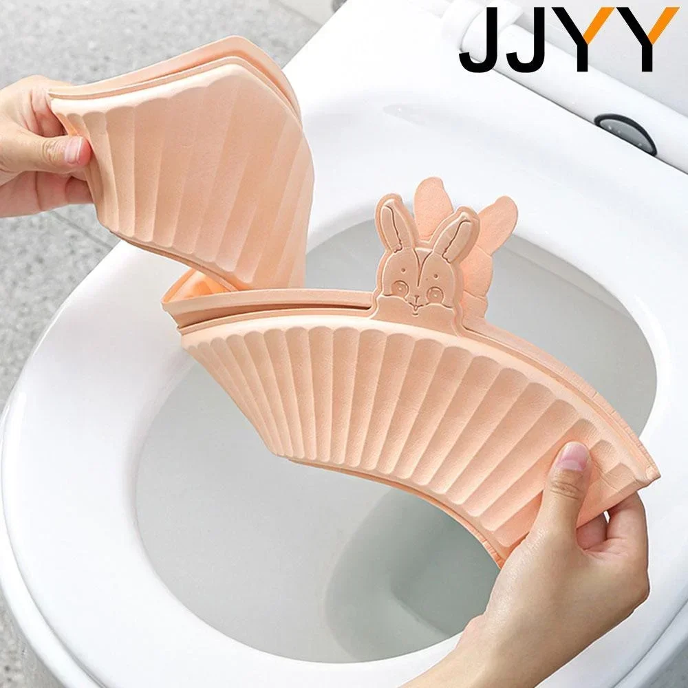 EVA Waterproof Double-handed Cartoon Rabbit Head Folding Toilet Seat Soft Bathroom Cushion O-shaped Toilet Cover Accessories