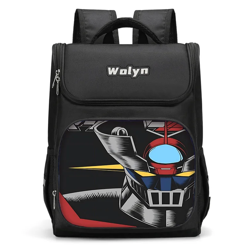 Mochila Mazinger Z manga para homens e mulheres, bolsa escolar grande, durável e multi-compartitmen, criança, meninos e meninas